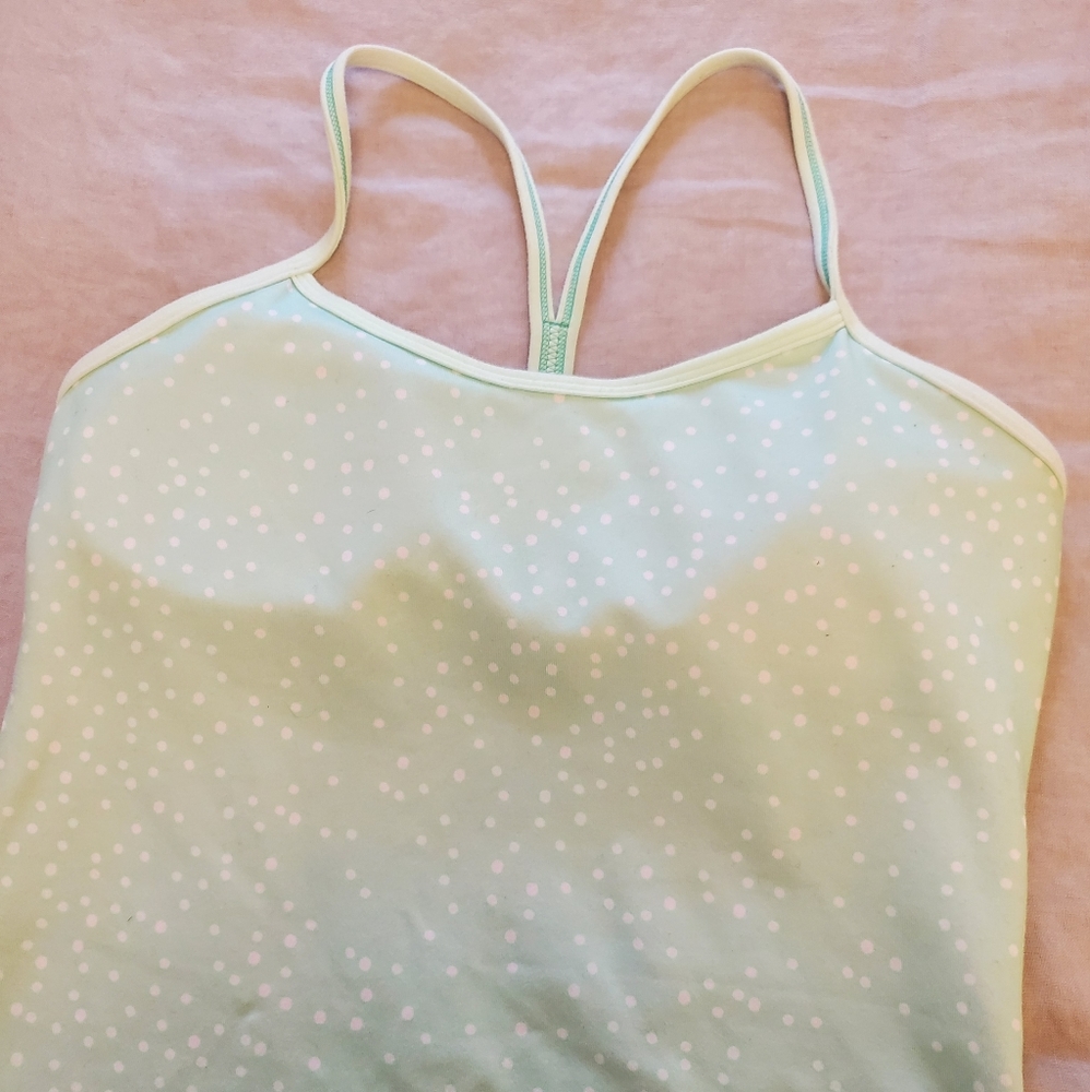 lululemon athletica 🍋, size 6, Pistachio color wt white pokeadots, power y tank
